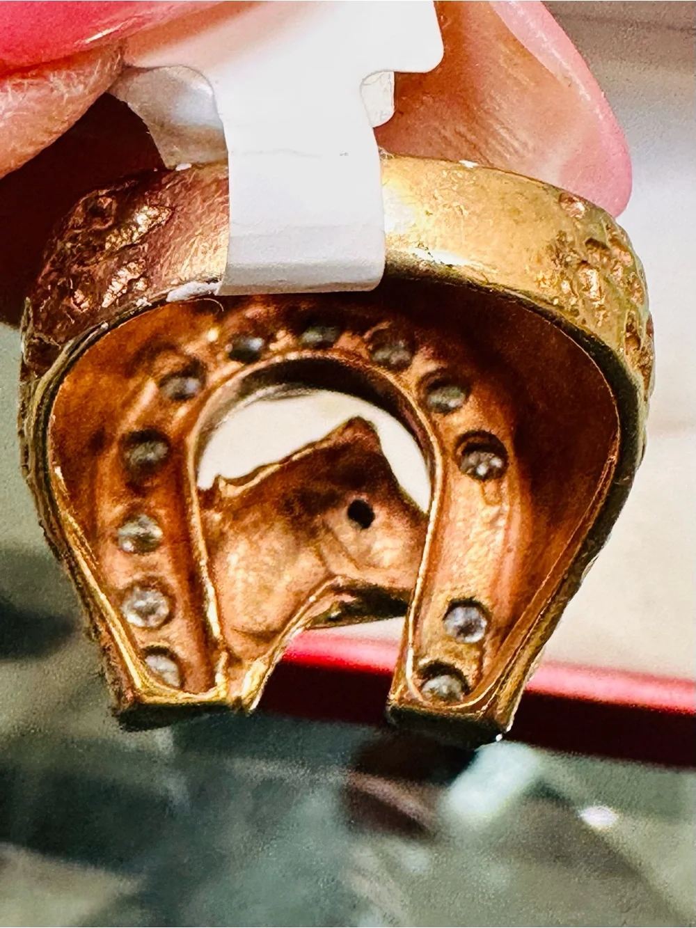 Gold Horse Head & Diamonds Ring size 7.5, gold 14k